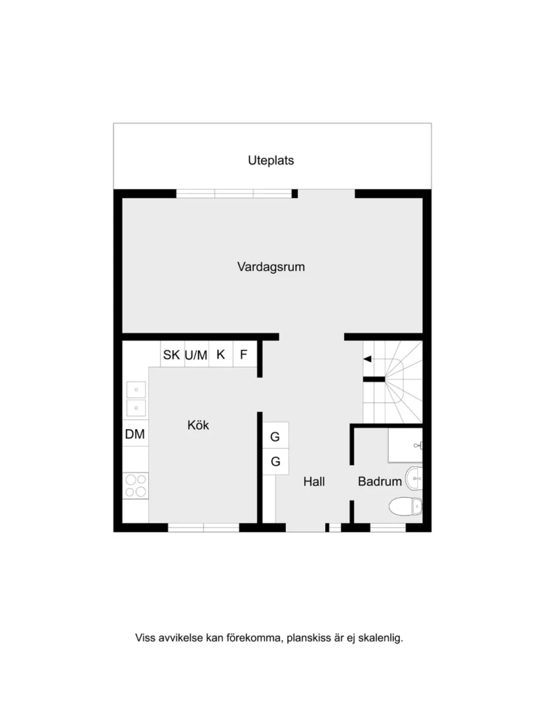 Planritning 12 Planritning med svarta väggar och ljusgrå golv